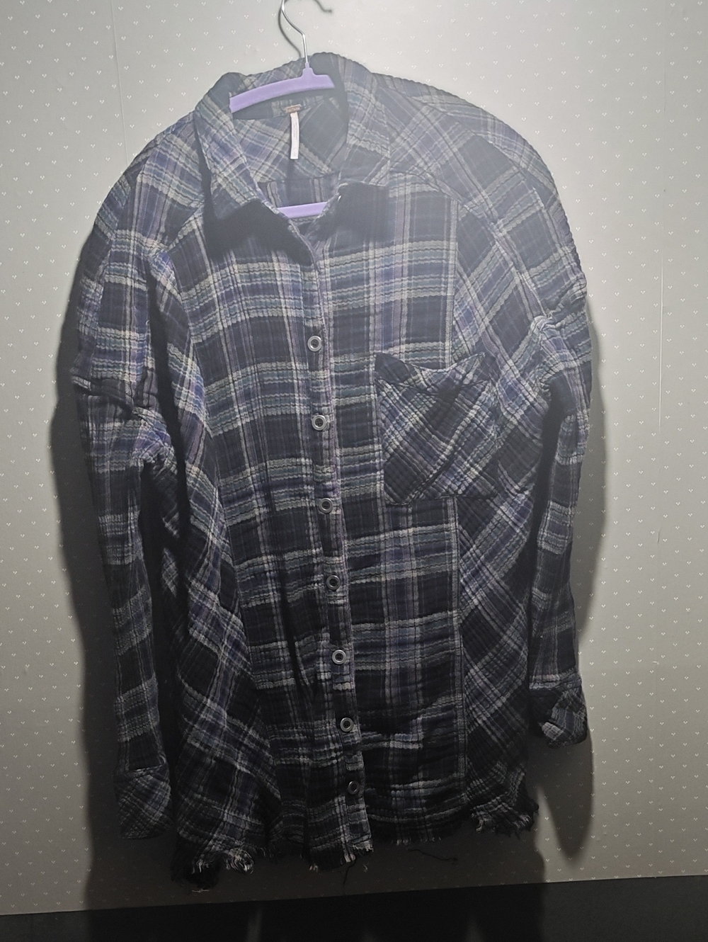 Purple And Black Plaid Long-Sleeve Shirt